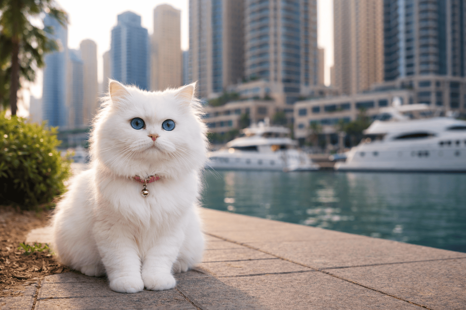 Lost Persian cat (white) in Dubai Marina